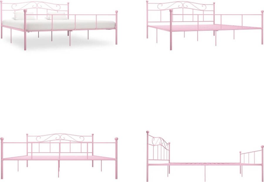 VidaXL Bedframe metaal roze 180x200 cm Bedframe Bedframes Tweepersoonsbed Tweepersoonsbedden