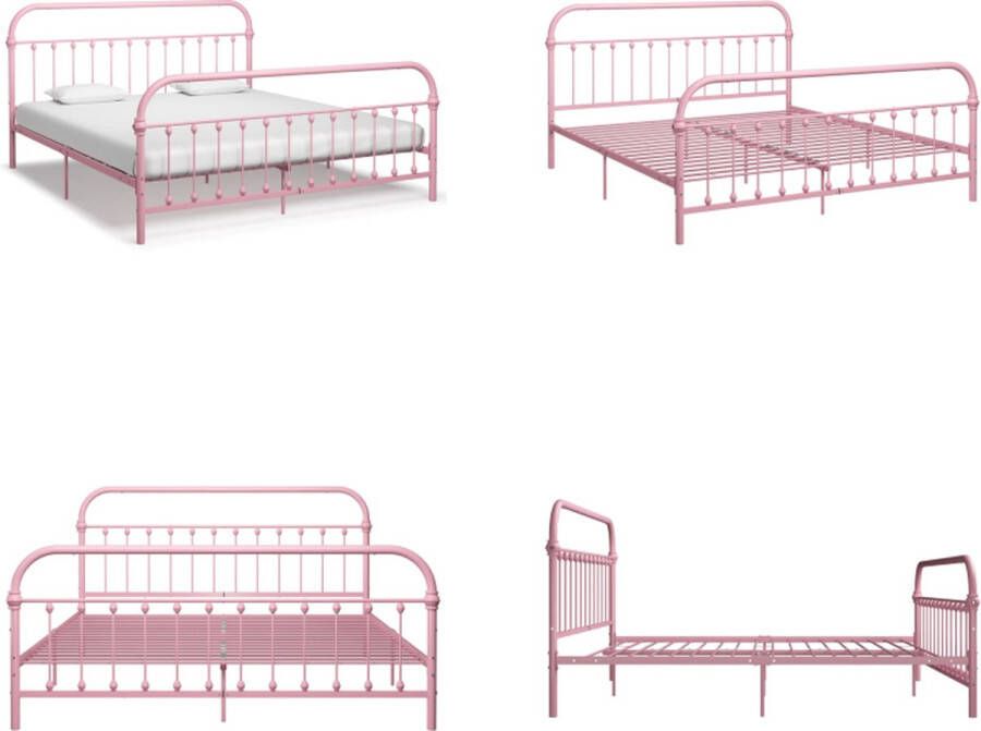 VidaXL Bedframe metaal roze 180x200 cm Bedframe Bedframes Tweepersoonsbed Tweepersoonsbedden