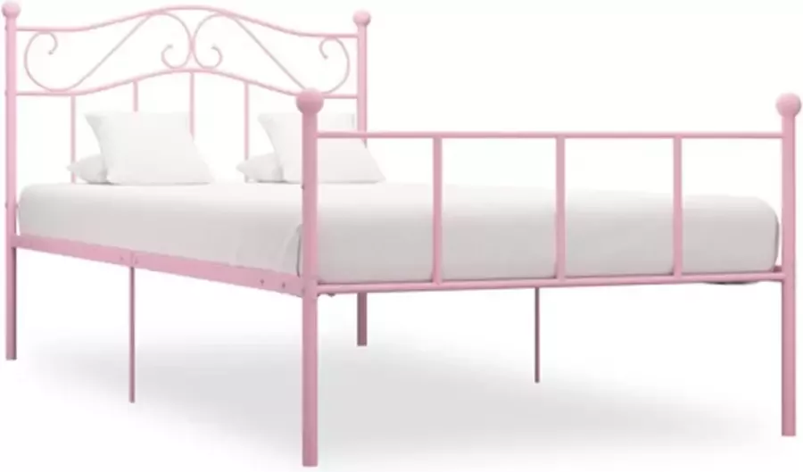VidaXL -Bedframe-metaal-roze-90x200-cm - Foto 2