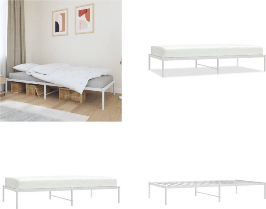 VidaXL Bedframe metaal wit 100x190 cm Bedframe Bedframes Eenpersoonsbed Bed