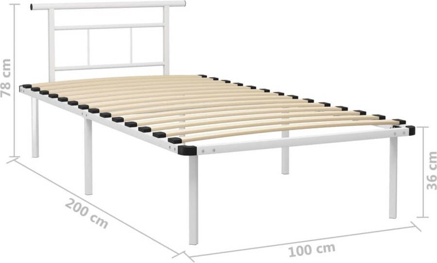 VidaXL -Bedframe-metaal-wit-100x200-cm - Foto 2