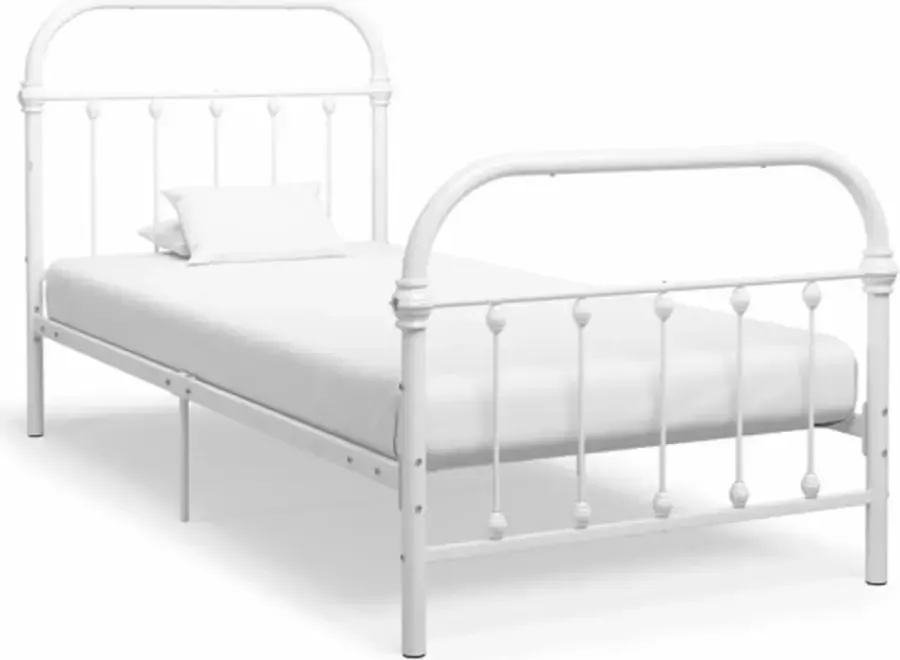 VidaXL -Bedframe-metaal-wit-100x200-cm - Foto 2