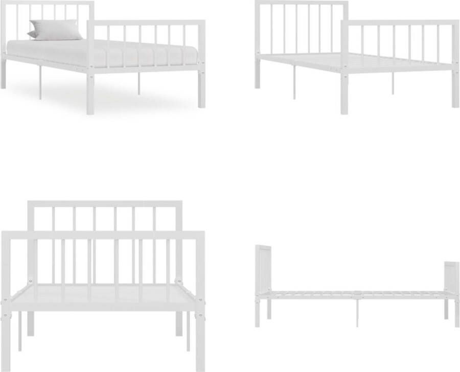 VidaXL Bedframe metaal wit 100x200 cm Bedframe Bedframes Eenpersoonsbed Eenpersoonsbedden
