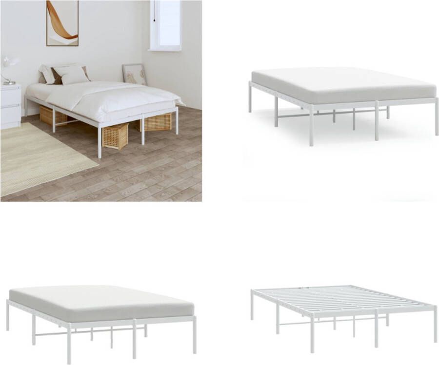 vidaXL Bedframe metaal wit 120x190 cm Bedframe Bedframes Tweepersoonsbed Bed