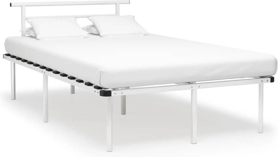 VidaXL Bedframe metaal wit 120x200 cm Metalen Bedframe Wit Bedframe Tweepersoonsbed Bed Frames Luxe Bed Klassiek Bed Modern Bed Stapelbare Bed - Foto 2