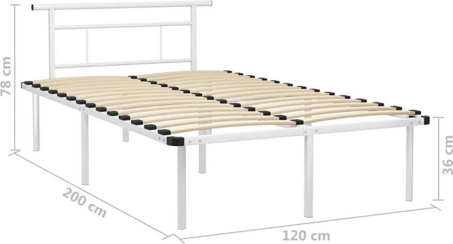 VidaXL -Bedframe-metaal-wit-120x200-cm - Foto 2