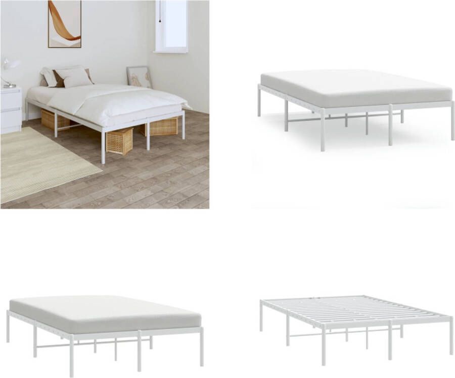 VidaXL Bedframe metaal wit 120x200 cm Bedframe Bedframes Tweepersoonsbed Bed