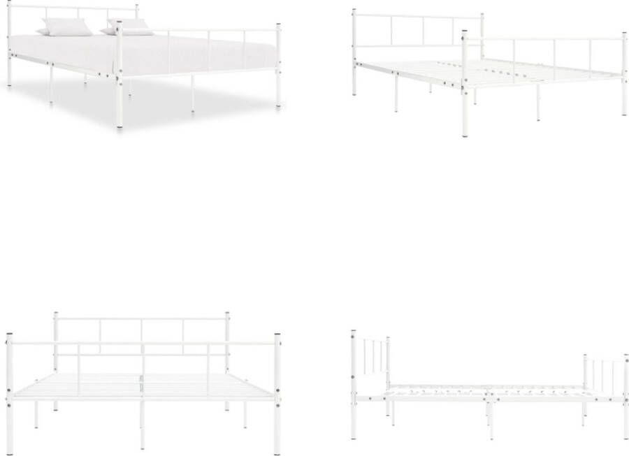 VidaXL Bedframe metaal wit 120x200 cm Bedframe Bedframes Tweepersoonsbed Tweepersoonsbedden