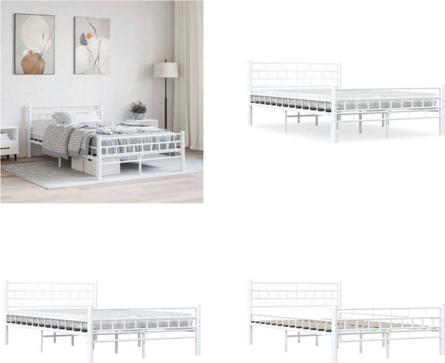 VidaXL Bedframe metaal wit 120x200 cm Bedframe Bedframes Tweepersoonsbed Tweepersoonsbedden - Foto 2