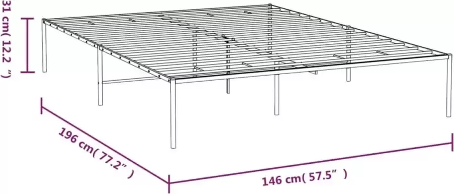 VidaXL Bedframe staal wit 196x146x31 cm - Foto 3