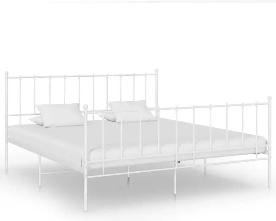 VidaXL -Bedframe-metaal-wit-140x200-cm