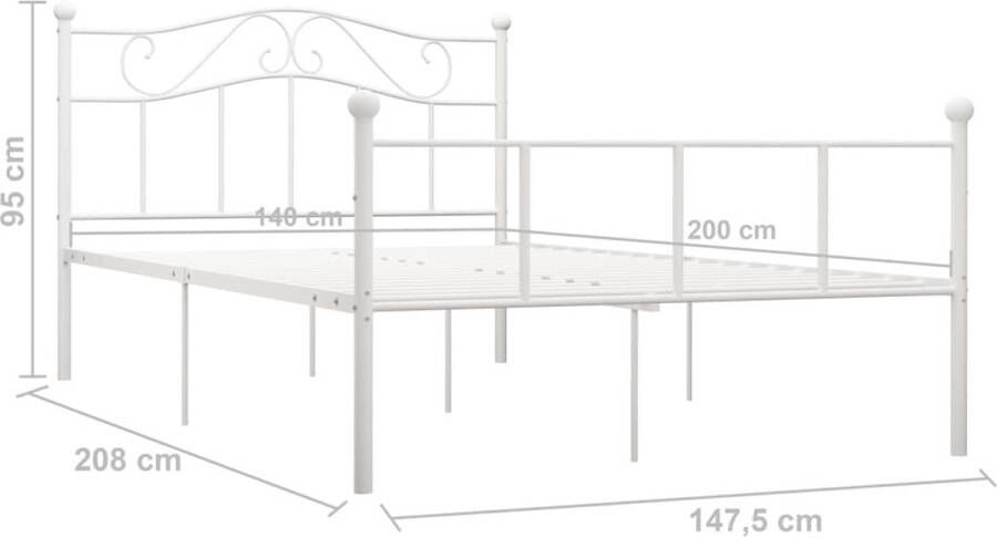 VidaXL -Bedframe-metaal-wit-140x200-cm - Foto 2