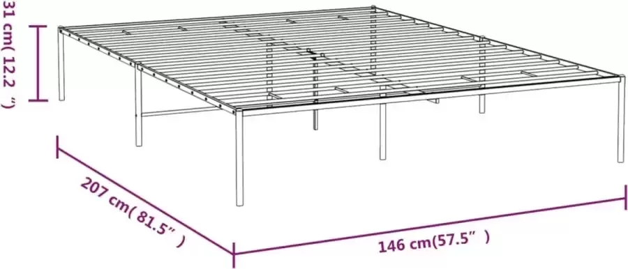 VidaXL Bedframe staal wit 206x146x31 cm - Foto 3