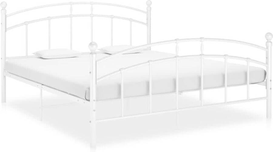 VidaXL Bedframe Wit Metaal 180x200 cm Metalen Bedframe Tweepersoonsbed Bedframe Wit Bed Kopen Boxspring Hoofdbord Slatted Base - Foto 2