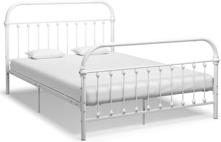 VidaXL Wit Metalen Bedframe 160x200 cm Metalen Bedframe Tweepersoonsbed Bedframe Wit Slaapkamer Decoratie Luxe Bed Modern Bedframe - Foto 2