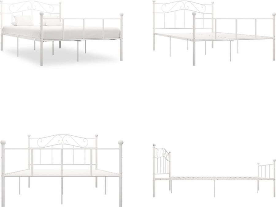 VidaXL Bedframe metaal wit 160x200 cm Bedframe Bedframes Tweepersoonsbed Tweepersoonsbedden