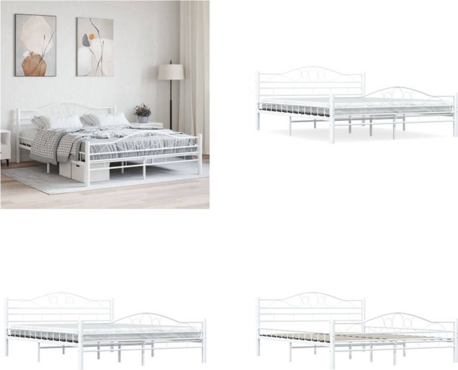 VidaXL Bedframe metaal wit 160x200 cm Bedframe Bedframes Tweepersoonsbed Tweepersoonsbedden - Foto 2