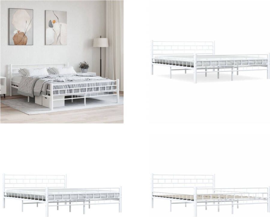 VidaXL Bedframe metaal wit 160x200 cm Bedframe Bedframes Tweepersoonsbed Tweepersoonsbedden - Foto 2