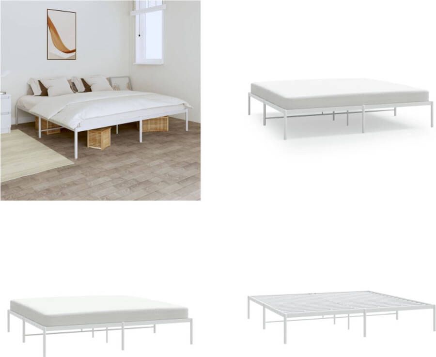 VidaXL Bedframe metaal wit 193x203 cm Bedframe Bedframes Tweepersoonsbed Bed