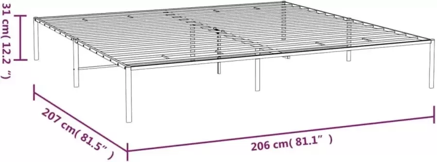 VidaXL Bedframe staal wit 208x208x31 cm - Foto 3