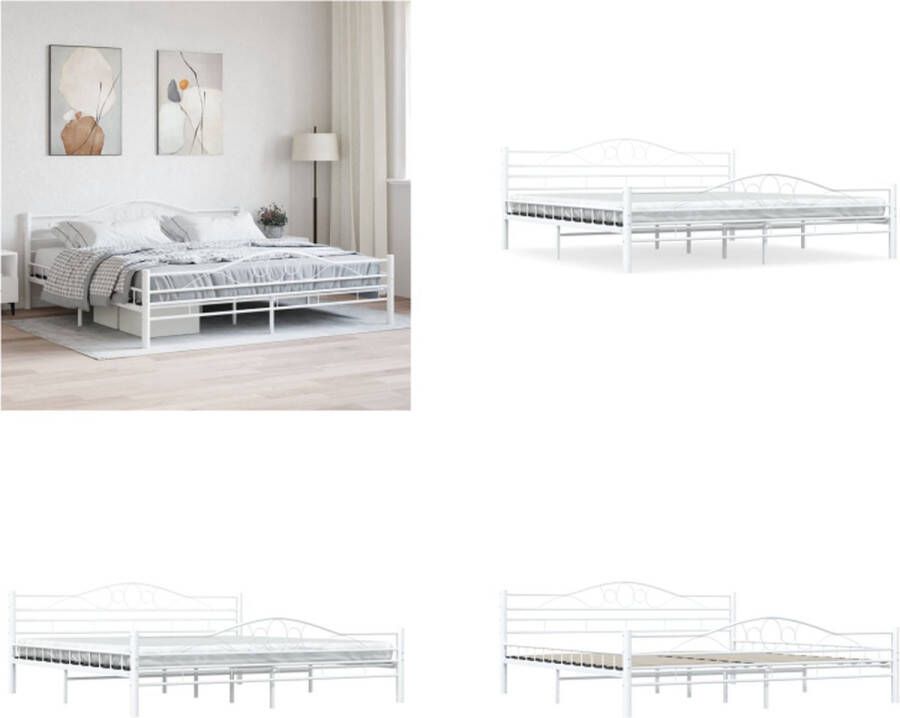 VidaXL Bedframe metaal wit 200x200 cm Bedframe Bedframes Tweepersoonsbed Tweepersoonsbedden