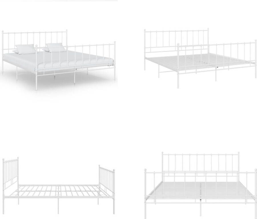 VidaXL Bedframe metaal wit 200x200 cm Bedframe Bedframes Tweepersoonsbed Tweepersoonsbedden