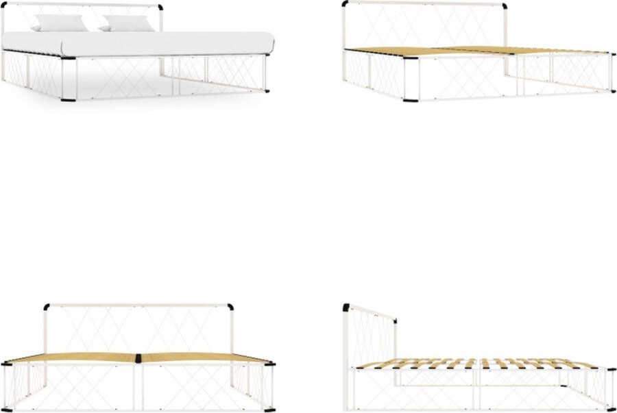 VidaXL Bedframe metaal wit 200x200 cm Bedframe Bedframes Tweepersoonsbed Tweepersoonsbedden