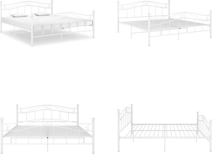 VidaXL Bedframe metaal wit 200x200 cm Bedframe Bedframes Tweepersoonsbed Tweepersoonsbedden