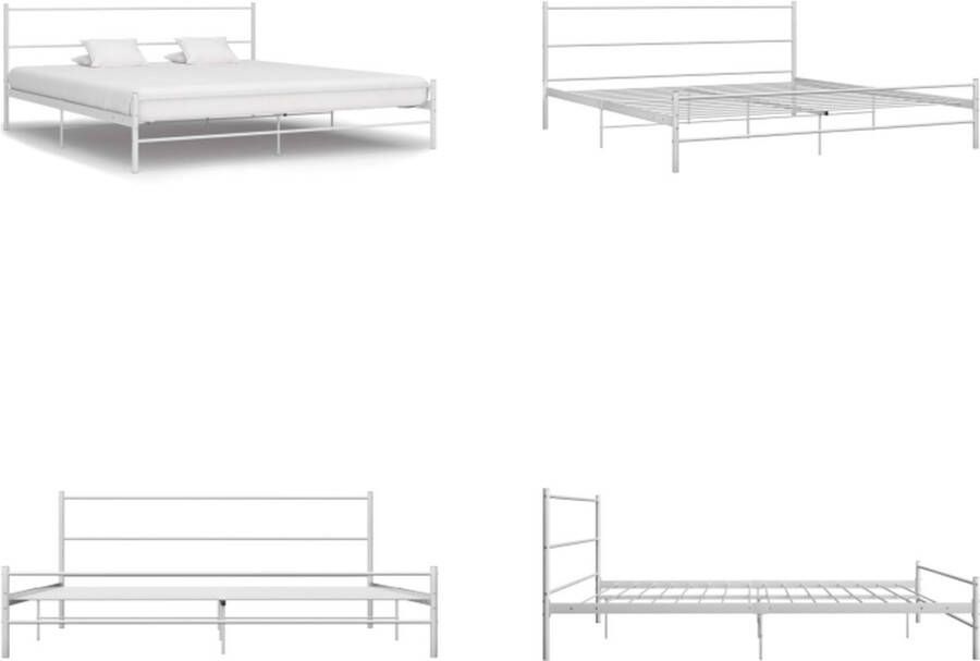 VidaXL Bedframe metaal wit 200x200 cm Bedframe Bedframes Tweepersoonsbed Tweepersoonsbedden