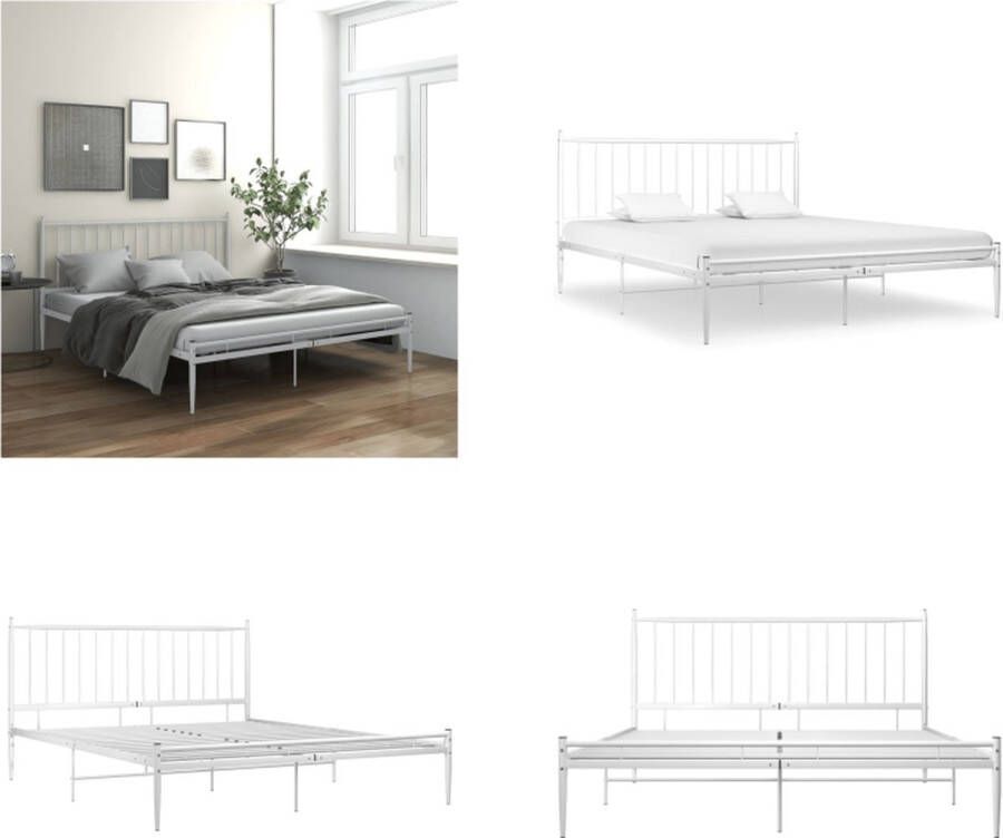 VidaXL Bedframe metaal wit 200x200 cm Bedframe Bedframes Tweepersoonsbed Tweepersoonsbedden