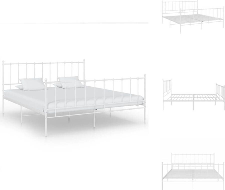 VidaXL Bedframe Metaal Wit 206x185x99 cm Tweepersoons Massief Montage vereist Bed