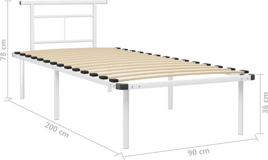 VidaXL -Bedframe-metaal-wit-90x200-cm - Foto 3