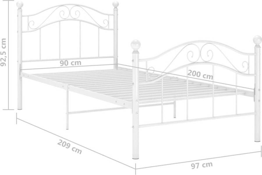 VidaXL -Bedframe-metaal-wit-90x200-cm - Foto 2