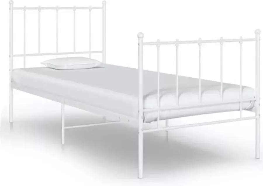 VidaXL -Bedframe-metaal-wit-90x200-cm - Foto 2