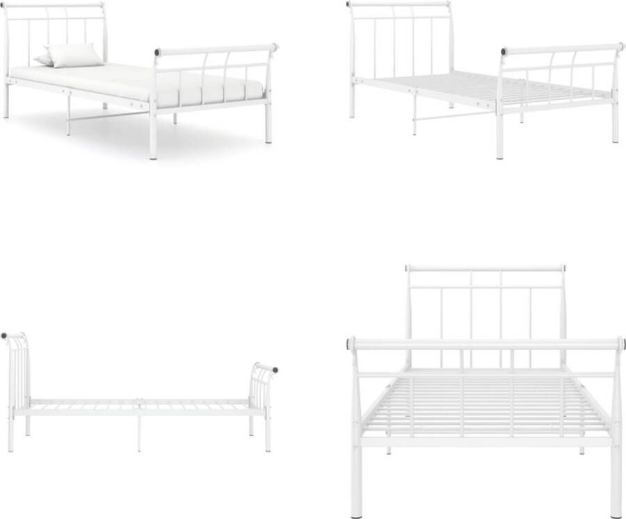 VidaXL Bedframe metaal wit 90x200 cm Bedframe Bed Frame Bed Frames