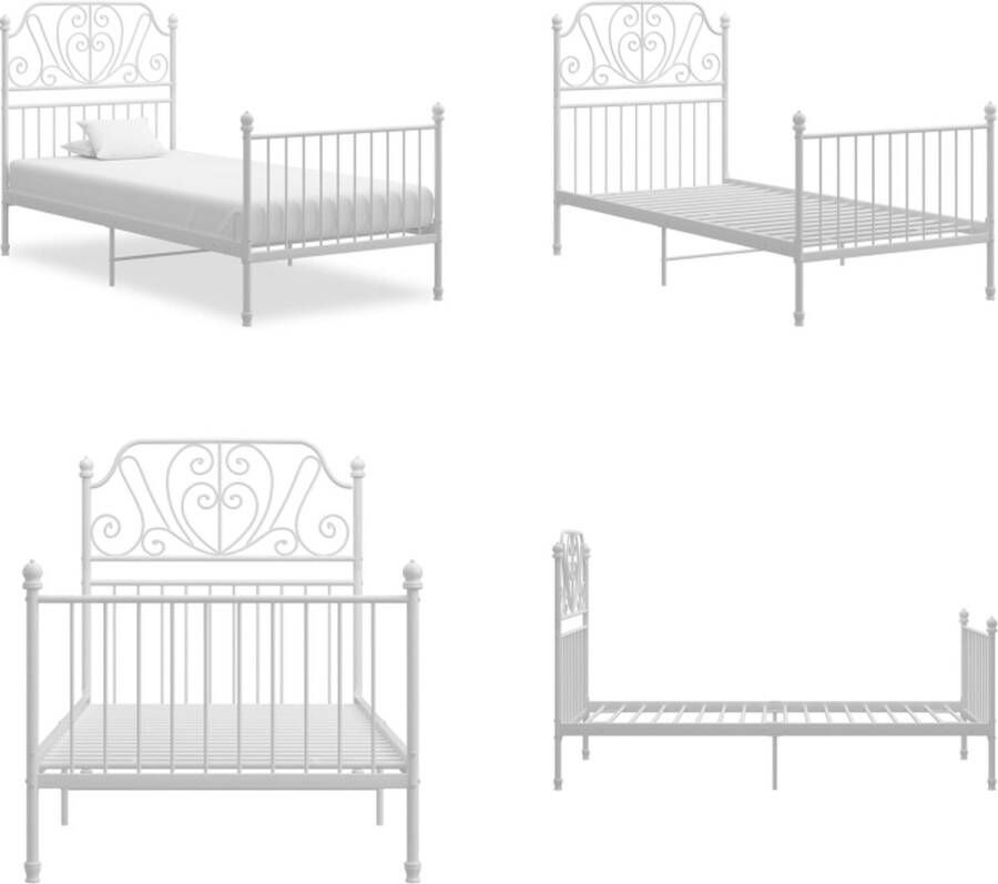 VidaXL Bedframe metaal wit 90x200 cm Bedframe Bed Frame Bed Frames