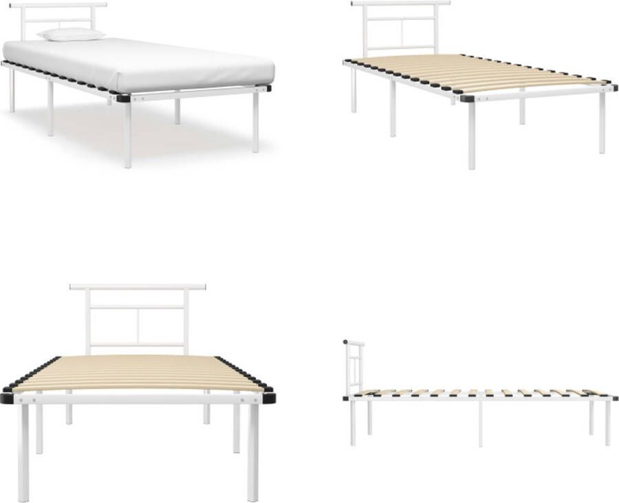 VidaXL Bedframe metaal wit 90x200 cm Bedframe Bedframes Eenpersoonsbed Eenpersoonsbedden - Foto 2