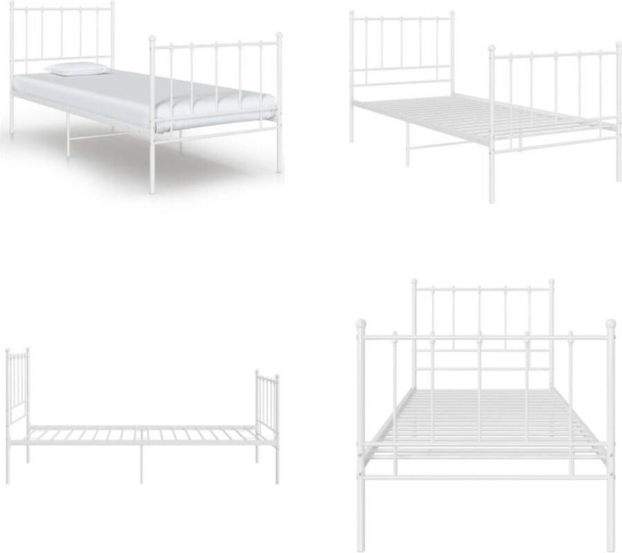 VidaXL Bedframe metaal wit 90x200 cm Bedframe Bedframes Eenpersoonsbed Eenpersoonsbedden