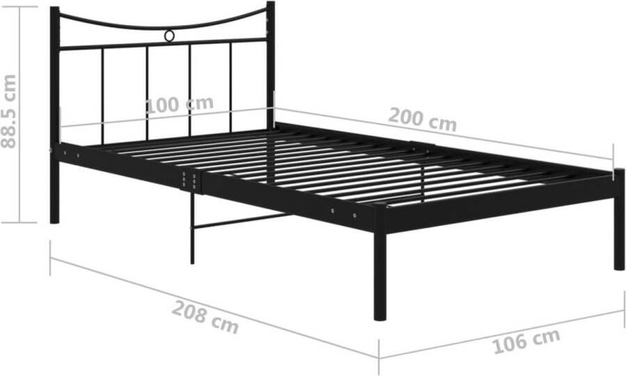 VidaXL Bedframe metaal zwart 100x200 cm - Foto 2