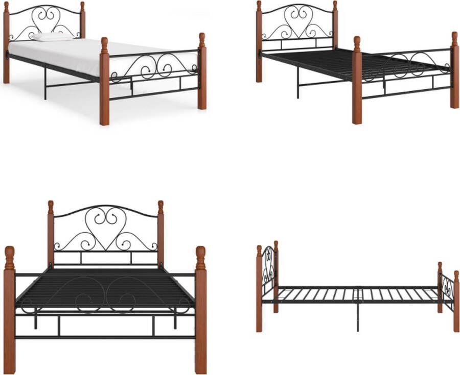 VidaXL Bedframe metaal zwart 100x200 cm Bedframe Bedframes Bed Bedden