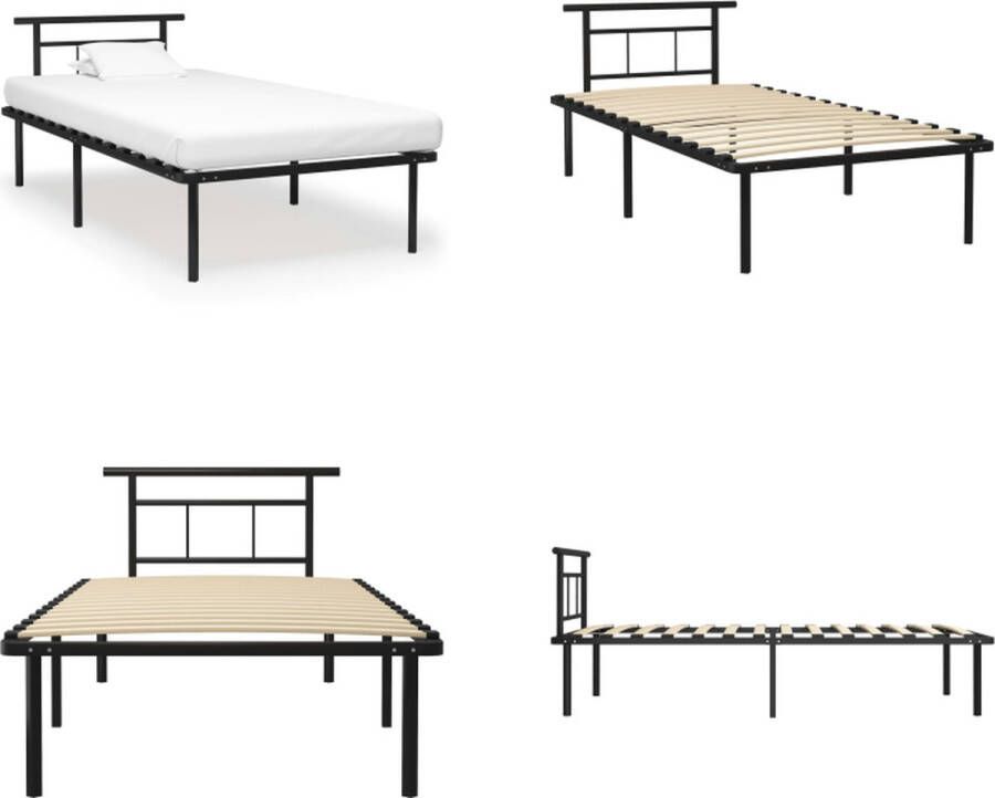 VidaXL Bedframe metaal zwart 100x200 cm Bedframe Bedframes Eenpersoonsbed Eenpersoonsbedden - Foto 2