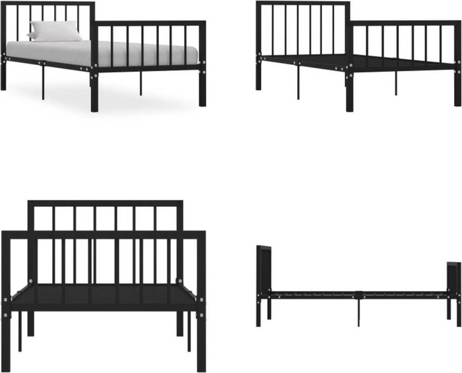 VidaXL Bedframe metaal zwart 100x200 cm Bedframe Bedframes Eenpersoonsbed Eenpersoonsbedden - Foto 2