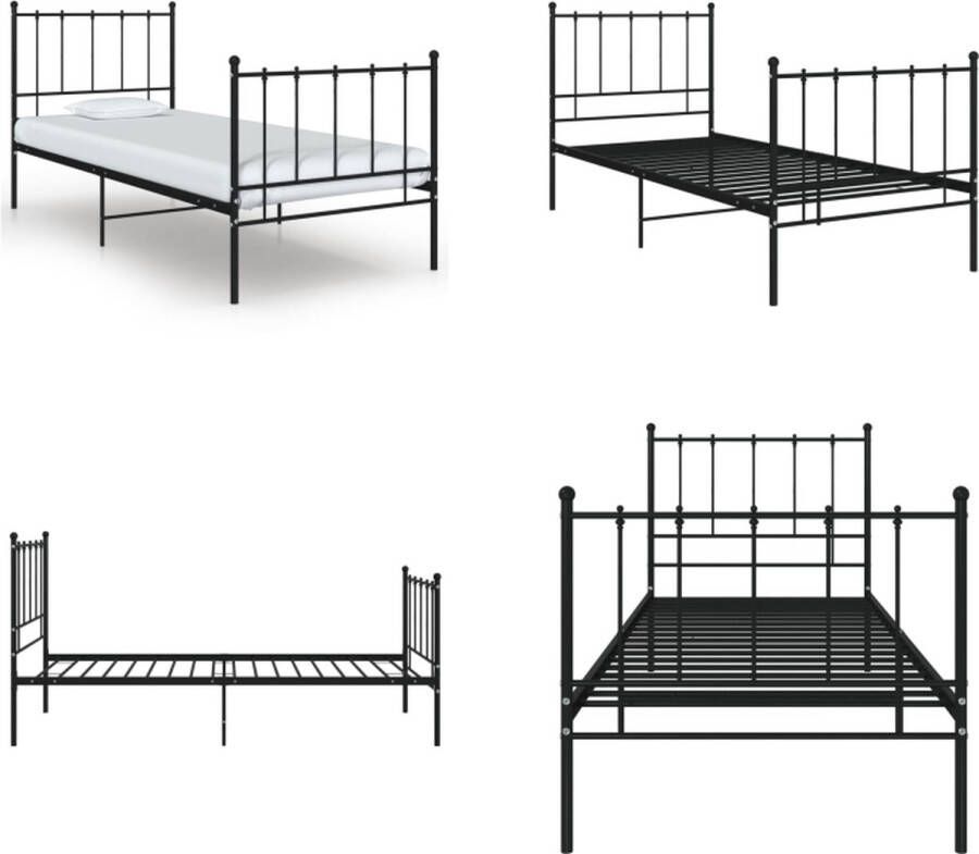 vidaXL Bedframe metaal zwart 100x200 cm Bedframe Bedframes Eenpersoonsbed Eenpersoonsbedden