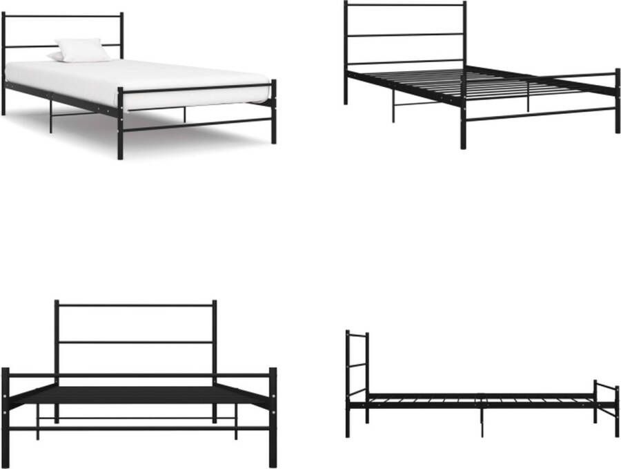 vidaXL Bedframe metaal zwart 100x200 cm Bedframe Bedframes Eenpersoonsbed Eenpersoonsbedden