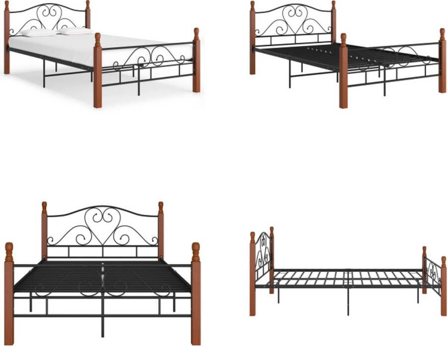 VidaXL Bedframe metaal zwart 120x200 cm Bedframe Bedframes Bed Bedden