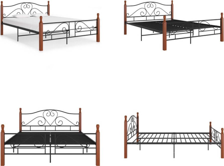 VidaXL Bedframe metaal zwart 160x200 cm Bedframe Bedframes Bed Bedden