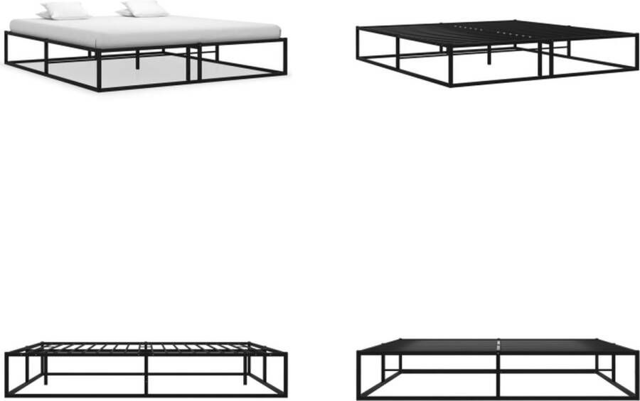 VidaXL Bedframe metaal zwart 160x200 cm Bedframe Bedframes Tweepersoonsbed Tweepersoonsbedden