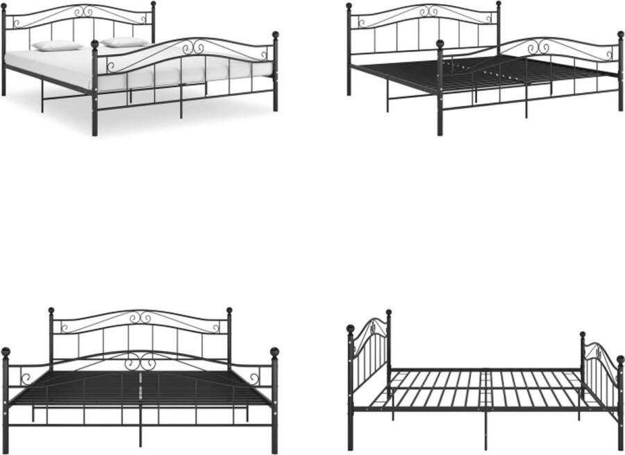 VidaXL Bedframe metaal zwart 180x200 cm Bedframe Bedframes Tweepersoonsbed Tweepersoonsbedden