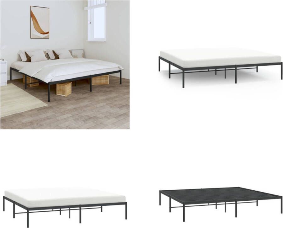 VidaXL Bedframe metaal zwart 193x203 cm Bedframe Bedframes Tweepersoonsbed Bed