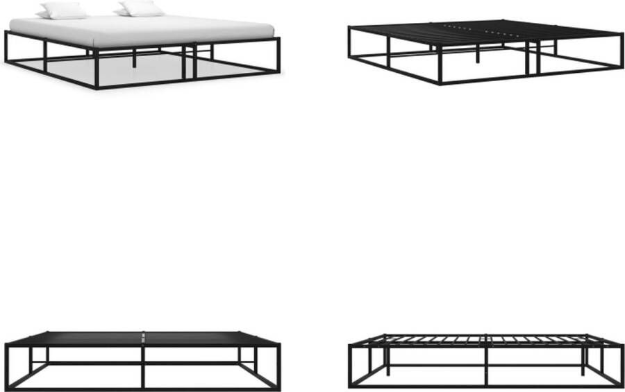 VidaXL Bedframe metaal zwart 200x200 cm Bedframe Bedframes Tweepersoonsbed Tweepersoonsbedden